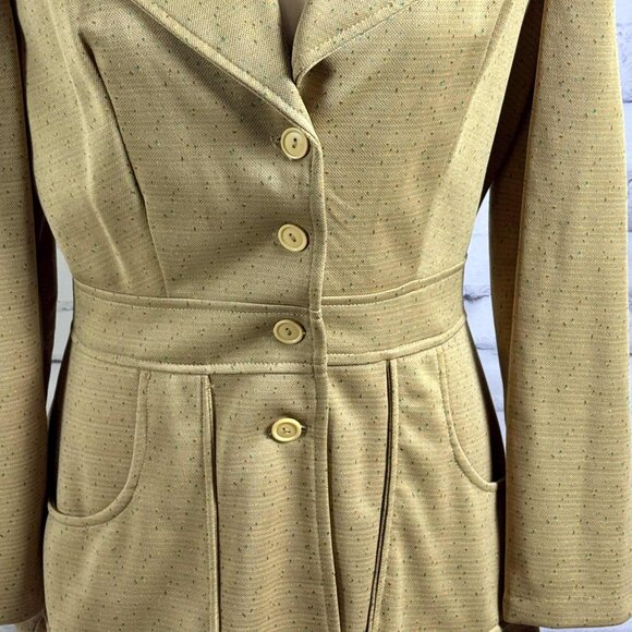 Vintage 70s Tan Speckled Button-Front Blazer Jacket – Made in USA – ILGWU Union - Picture 2 of 8